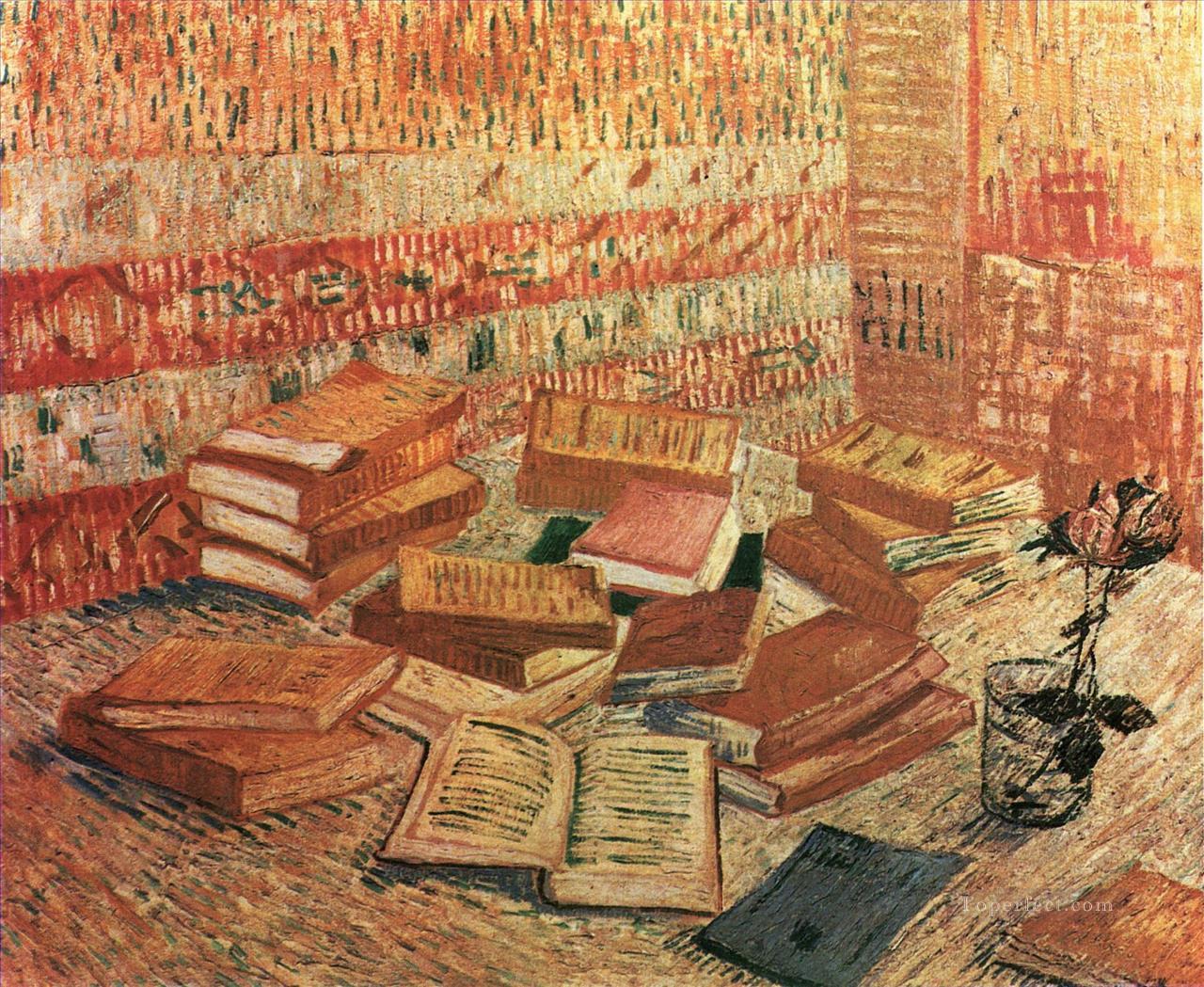 Naturaleza muerta novelas francesas y Rose Vincent van Gogh Pintura al óleo